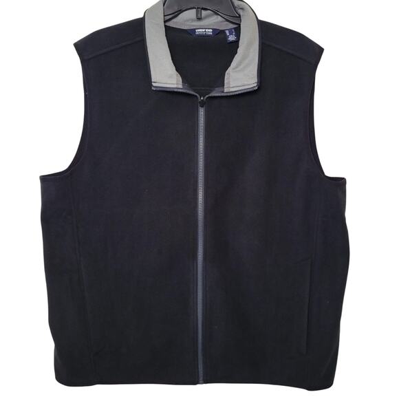 Men's Lands End Fleece Black Fleece Sweater Vest Size Large - Picture 1 of 6